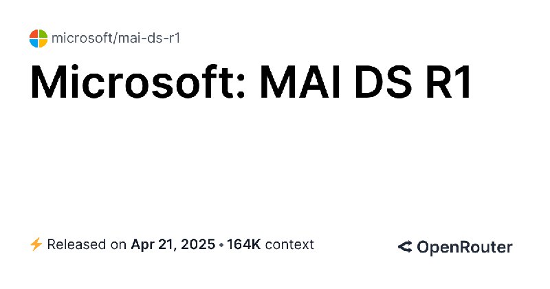 MAI DS R1 - API Pricing & Providers